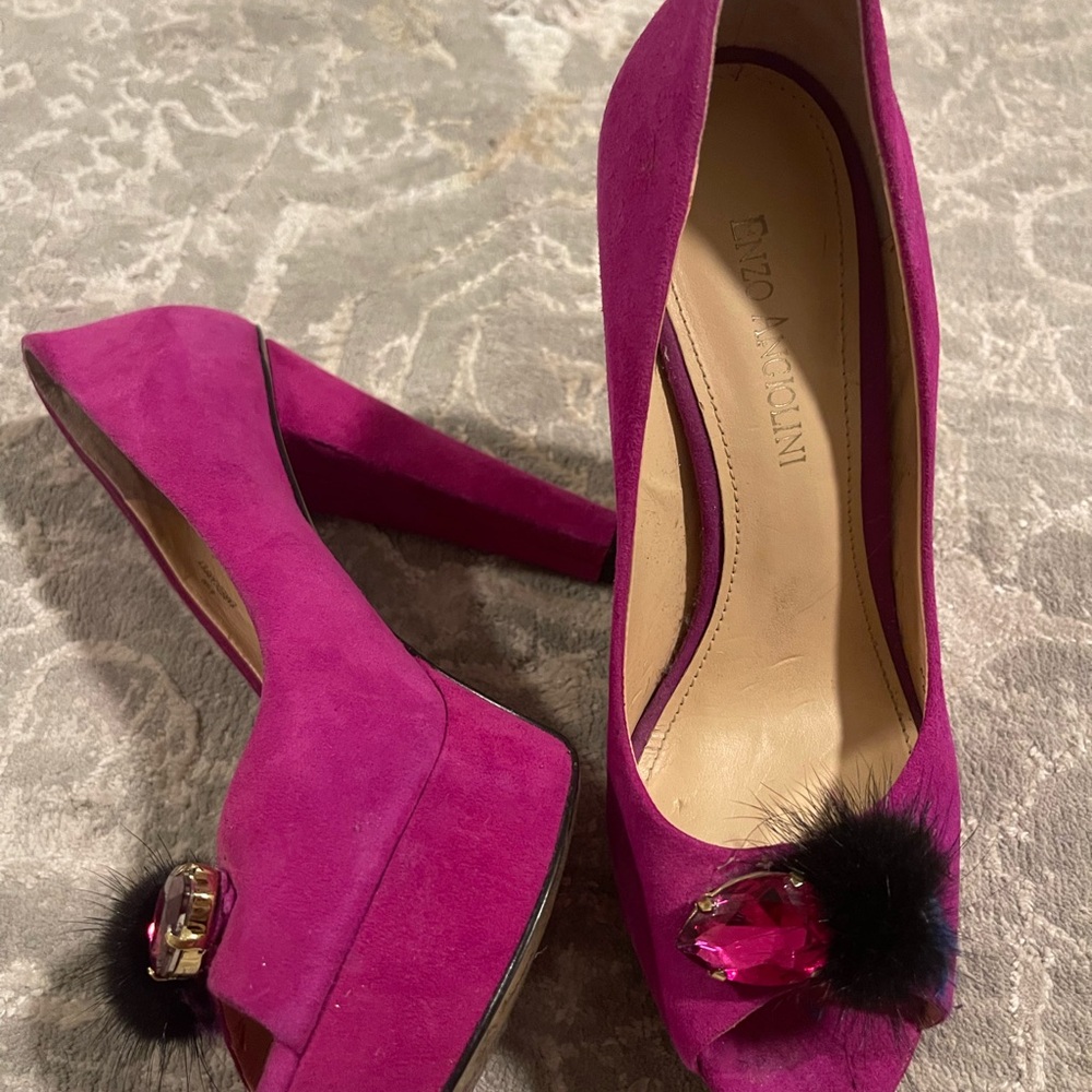 hot pink thick high heel shoe size 6.5 - Picture 6 of 11